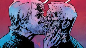 Jack embrassant un zombi sur la couverture du comics Tout ce qui meurt et agonise publié par Urban Comics